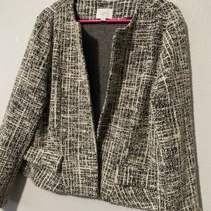 LOFT Black and White Tweed Blazer